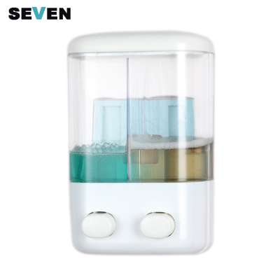 Home 2-in-1 Double Wall Mount Shower Liquid Plastic Soap Dispenser